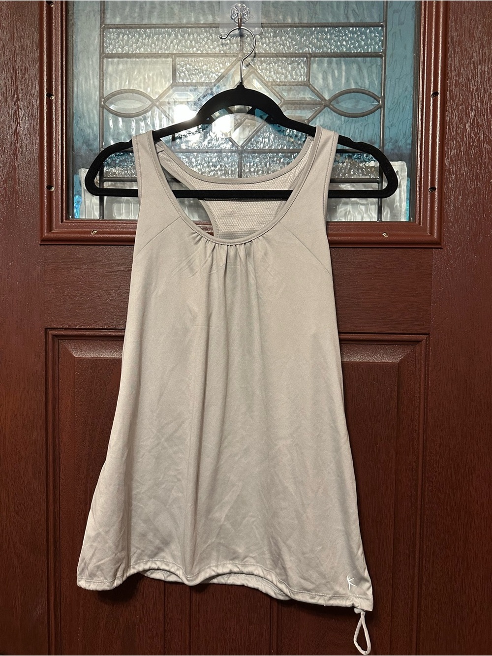Women’s Light Gray Workout Top - Casual Scoop Neck